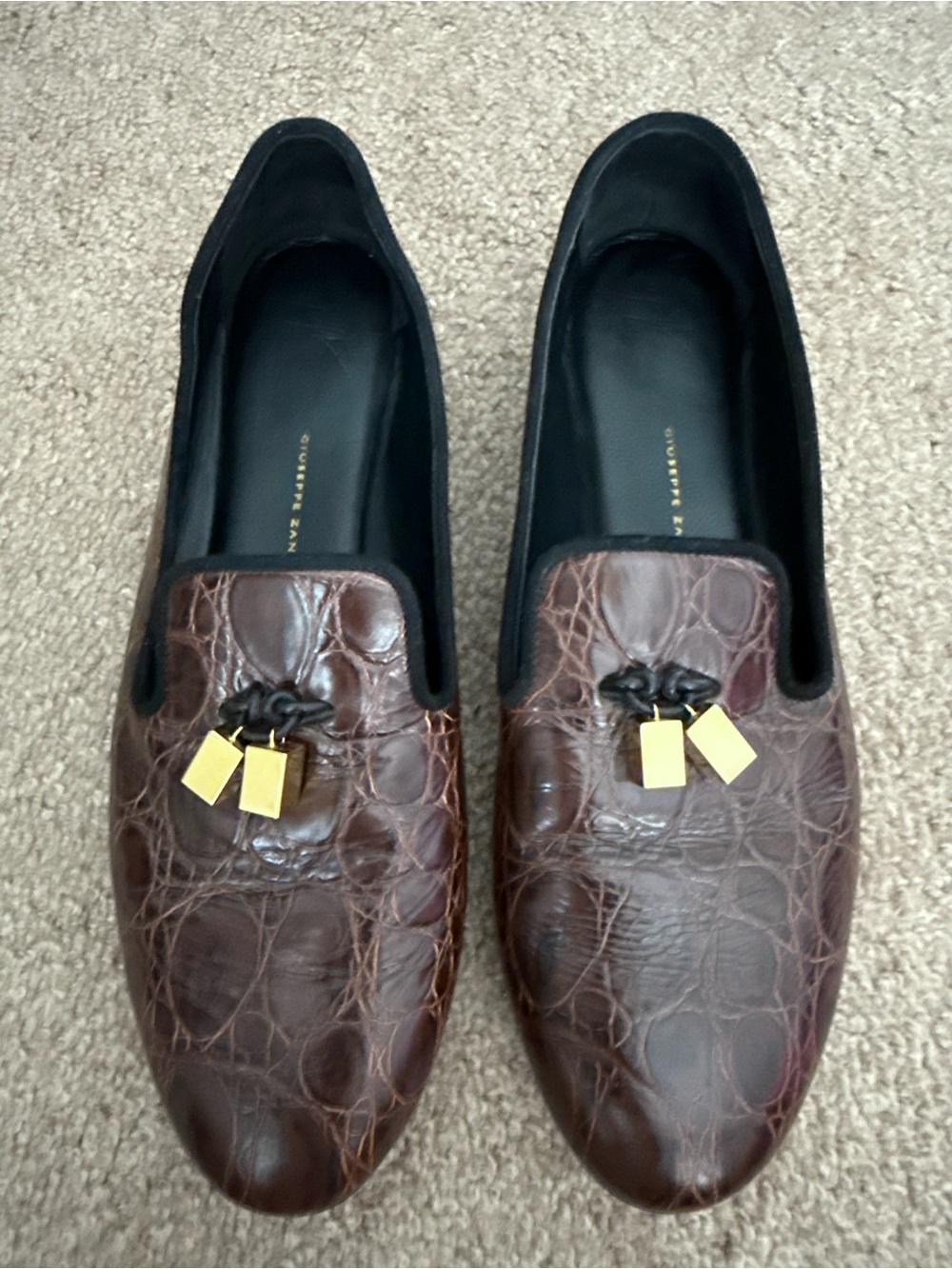 GIUSEPPE ZANOTTI Croc-Embossed Leather Tassel Loafers